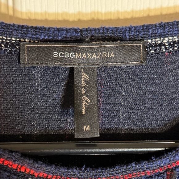 BCBGMaxazria Kathy‎ Striped Boucle Fringe Sweater Dress Size Medium - Picture 8 of 12